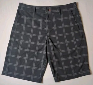 O'Neill Hybrid Men's Casual Dress Chino Shorts Dark Gray Plaid Size 32W×22L×11In - Picture 1 of 9