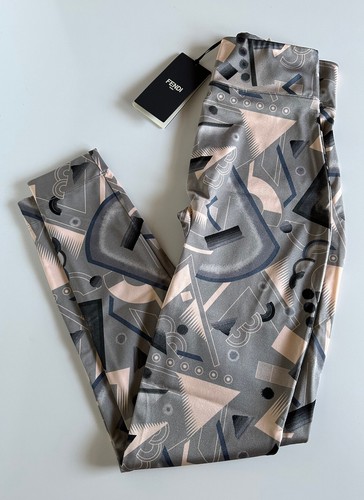 Pantalone donna Fendi nuovo con etichette $470 tessuto lavorato a maglia pista piccolo Made in Italy FAB308