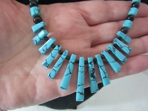 Dyed turquoise Howlite stone 20" bead necklace - PQ - Picture 1 of 3