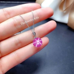 Vintage Pink Ruby Star Pendant in 925 Sterling Silver Lindy Star Necklace - Picture 1 of 2