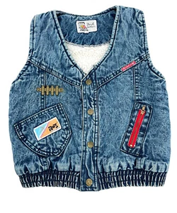 Vintage Kids Rags by Styl-land Denim Jean Vest Sherpa Snap Front - Picture 1 of 14