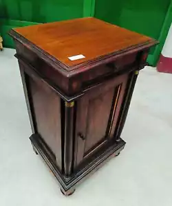 Comodino tardo Impero a colonna piena con cassetto e antina h 84 cm - Foto 1 di 9