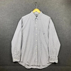 Nautica Mens Shirt Size XL Black Stripe Long Sleeve Button Down Regular Fit Logo - Picture 1 of 14
