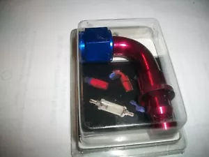 PRO HEADER REUSABLE SWIVEL HOSE ENDS-90°,AN-10, POLISHED, RED & BLUE FITTING NEW - Bild 1 von 4