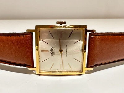VINTAGE RARE SQUARE MEN'S GOLD PLATED MECHANICAL SWISS WATCH "DOGMA" - Image 1 of 4