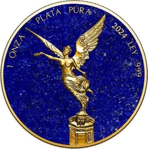 2024 Mexico Libertad Precious Gemstones Lapis Lazuli Edition 1 oz Silver Coin - Picture 1 of 5