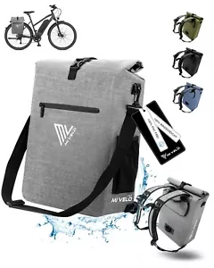 MIVELO 3in1 Fahrradtasche Rucksack Gepäckträgertasche wasserdicht grau 25L - Bild 1 von 10