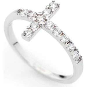 Bague Amen En Argent 925 Avec Croix En Zircon Blanc ACOBB - Bild 1 von 1