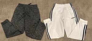 EUC Adidas Youth Track Athletic Wear Pant LOT Of 2 Youth S 8 White & Gray/Black - Picture 1 of 5