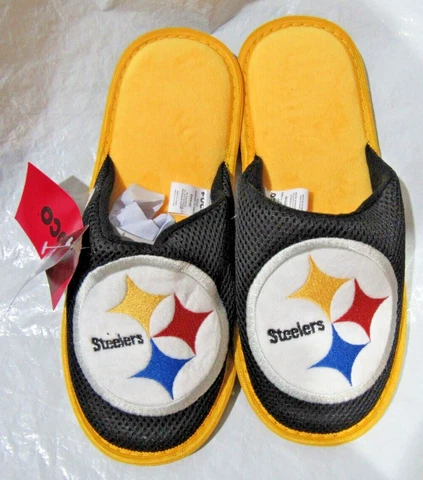 NFL Pittsburgh Steelers Mesh Slide Slippers Striped Sole Size L by FOCO Cover