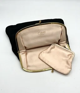 Vintage Coblentz Clutch Purse Bag Black Folding Gold Clasp *READ* - Picture 1 of 8