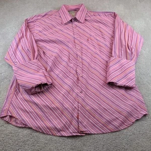 Pepe Button Shirt Mens 3XL Pink Purple Slanted Stripe Double French Flip Cuff - Picture 1 of 6