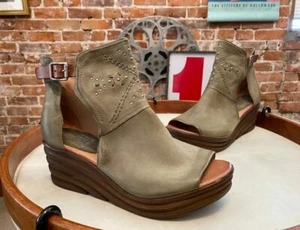 Miz Mooz Sage Green Leather Studded Wedge Sandals Atlas 42 10.5-11 New Bootie - Picture 1 of 5