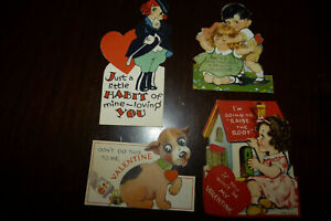 Four Vintage Valentine Cards from mid 1930s