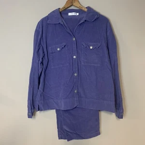 Fresh Produce Purple Corduroy Two Piece Set Jacket Shirt Pants Shacket Womens L - Picture 1 of 8
