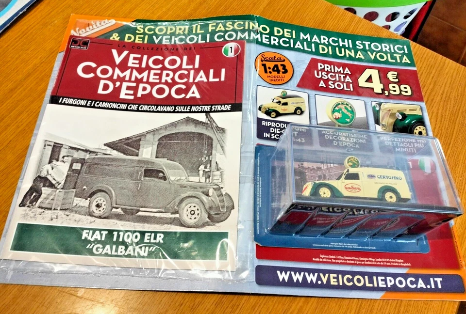 AUTOMODELLO 1 / 43-FIAT 1100 ELR - GALBANI 1951 -  BLISTER FASCICOLO E BOX-MA13 - Immagine 1 di 2