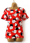 DEBENHAMS COLLECTION Womens Blouse Top Sz 14 Red Floral Print Summer Occasion
