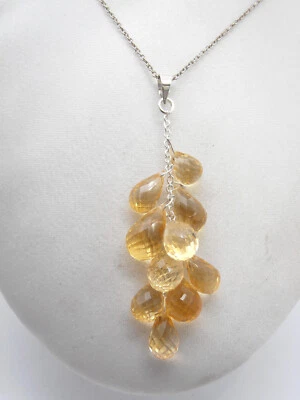 Ciondolo e Catenina in Argento 925 con Topazi Gialli naturali - Pendente Pietra - Immagine 1 di 4