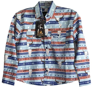 American West Kids Boys Pearl Snap Shirt Long sleeve Size M Western Style - Picture 1 of 4