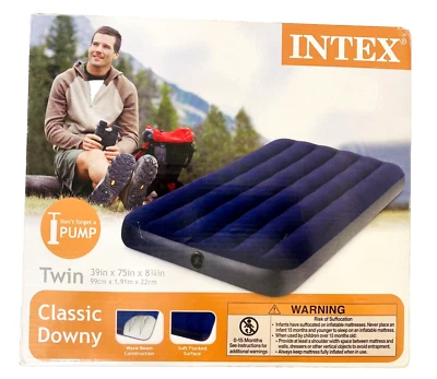 Intex Inflatable Mattress Twin Air Bed Camping Travel 8.75" Thick Classic Downy - Image 1 of 4