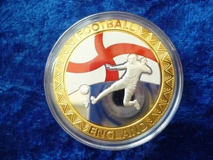 2010 South Africa England Football Proof Silver Plated Colourised Medallion - Picture 1 of 2