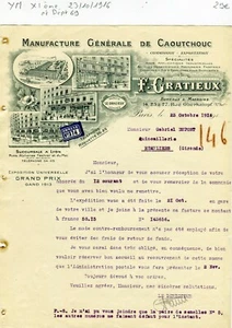 Paris XI ème 27 Rue Oberkampf & Dépt 69 - Superbe Entête Caoutchouc de 1916 - Picture 1 of 1