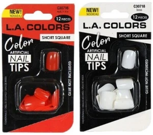 NUOVO L.A. COLORI PUNTE UNGHIE ARTIFICIALI - COLORE - 2 STILI - 12 pezzi - SPEDIZIONE GRATUITA - Foto 1 di 3