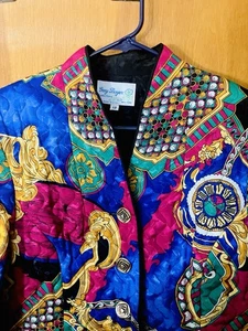 Gary Boyer Women’s 12(L) Short Quilted Jacket Buttons Polyester Vintage Colorful - Picture 1 of 12