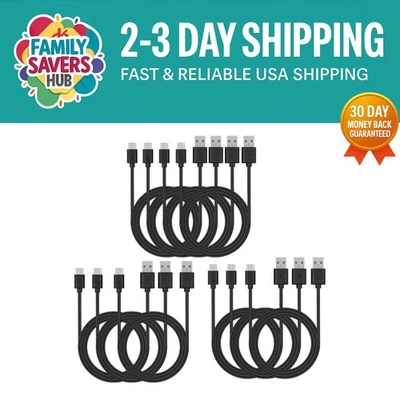 Durable USB C Charger Cables - 10-Pack, 3ft Length for smartphones & tablets - Image 1 of 4