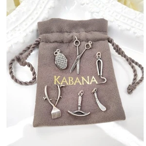 Neu Kabana Set 6 Pferdepflege Charms 925 STERLINGSILBER Reiter Serie 12g - Bild 1 von 12