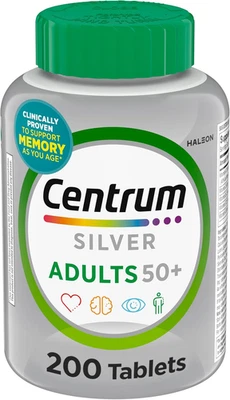 Centrum Silver 50+ Multivitamínico Adultos, D3, Vitaminas B, Soporte de Memoria, 220ct Foto 1 de 4