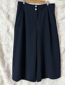 VERONIKA MAINE Black Wide Leg Crepe Culottes Pants Size 16 - Picture 1 of 8