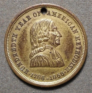 Albion Mich., Albion College, Sunday School Centennial Medal, Lux Fiat (Globe) / - Picture 1 of 2
