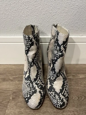 Steve Madden Botines Estampado Piel de Serpiente Tacón Bloque Cremallera Trasera Mujer Talla 7.5 Foto 1 de 4
