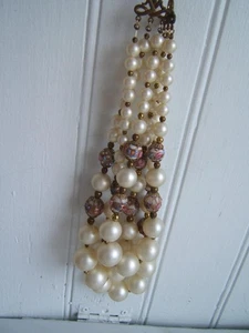 VINTAGE HOCHZEITSTORTE GLASPERLEN & GROSSE KUNSTPERLEN HALSKETTE - Bild 1 von 8