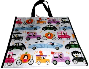 HALLOWEEN Reusable Tote Bag~20" X 18" X 8"~TRICK OR TREATING CARS by TJMaxx - Picture 1 of 1