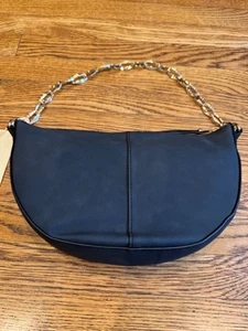 Universal Thread Half-Moon Purse Bag Black with Gold Chain Strap Womens New - Picture 1 of 9