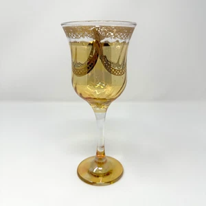Vintage Ornate Gold Trim Wine Glass Goblet 7" Baroque Style Elegant USED - Picture 1 of 12