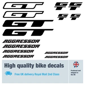 GT Aggressor bike decals labels with free bike protection (29 pack) - 20 colours - Picture 1 of 6
