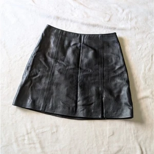 & Other Stories Black Nappa Leather High Waist A-line Mini Skirt, size 4 - Picture 1 of 9