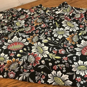 Loft Ladies XS Black Floral Moody Blouse High Ruffle Neck Sexy Classic - Picture 1 of 8