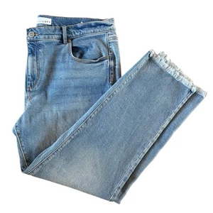 Ann Taylor Loft Size 14/32 Modern Straight Jeans Stone Wash Raw Hem Cut Off - Picture 1 of 11