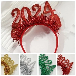 Sequin 2024 Happy New Year Headband Letter New Year Headdress Men - Picture 1 of 12