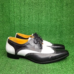 Zapatos de vestir Undandy talla 13 para hombre de cuero negro blanco espectador con cordones excelente estado - Imagen 1 de 9
