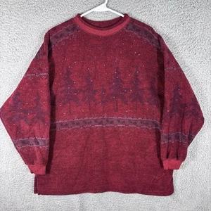 Suéter Artesano De Colección Para Mujer L Rojo Oscuro Invierno Pinos Serigrafía EE. UU. - Imagen 1 de 7