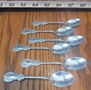 Vintage E.P.N.S. SILVERPLATE DEMITASSE SPOONS Ornate Set of 6  Made In Sweden - Picture 1 of 6