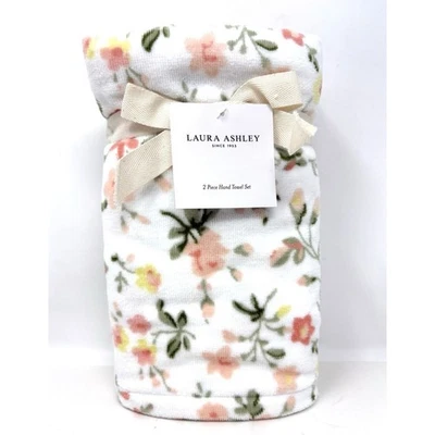 Laura Ashley Hand Towels Set Evie Floral 2 Pcs Peach Yellow NWT - Image 1 of 4