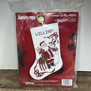 Janlynn personalisiertes Weihnachtsstrumpf-Set Kreuzstich 51-77 Weihnachtsmann & Schneemann - Bild 1 von 9