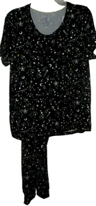 New Womens Small 4-6 Pajama Set Stars Moon 2 Piece Secret Treasures Pockets - Picture 1 of 2