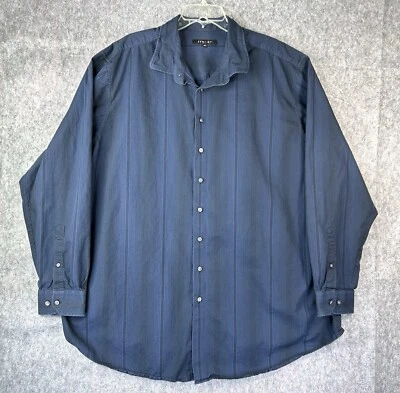 Synrgy Shirt Men's 3XLT Black Blue Striped Long Sleeve Button Up Flip Cuff - Image 1 of 4